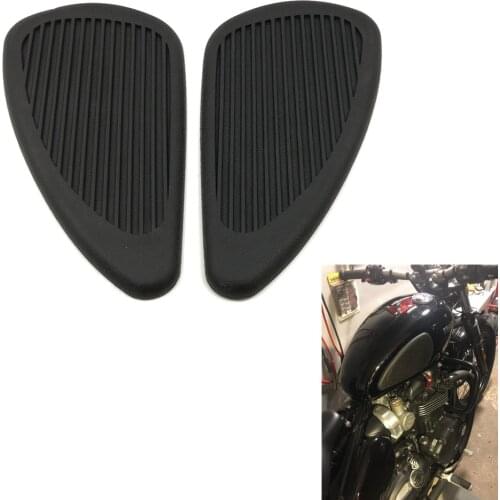 Black Brown Motorcycle Rubber Vintage Gas Tank Knee Pads Side Panel Traction Pad Sticker For Harley Cafe Racer Classic Universal