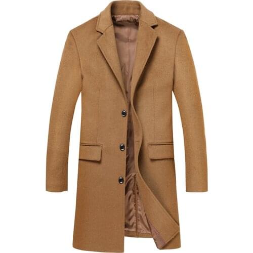 Long Black Khaki Winter Coat Men Casual Vintage Wool Woolen Coats Boys Warm Thick Oversized Blend Coat Male Windbreaker 4xl 3xl