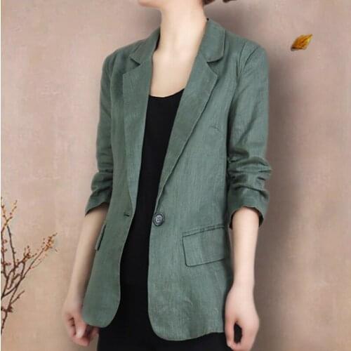 Cotton and linen suit jacket women Korean new spring and autumn women jacket plus size clothing for women blazers coat