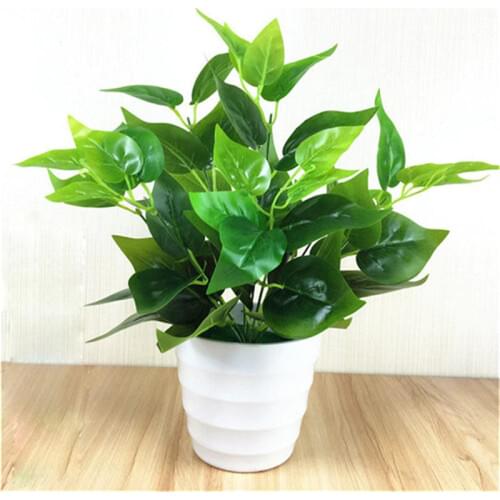 Artificial Flowers Green Leaves Potted fake Plant Flowers for Wedding Home office Decorate flowers Scindapsus artificial plants