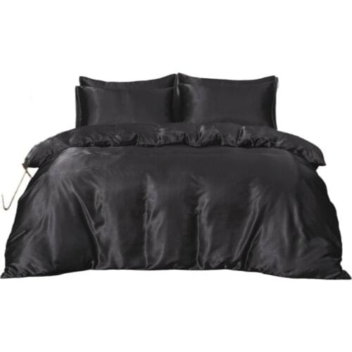 Elastic Silk Duvet Cover and Pillowcases Bedding Sets 3 Pcs Set Twin Queen King Teenager Quilt Cover Set 2021 Europe America Hot