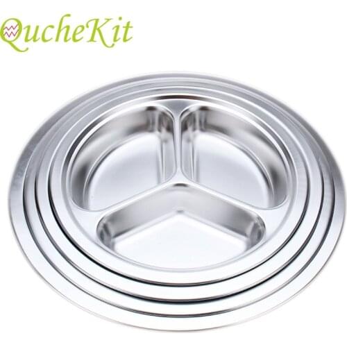 3 Sections Divided Round Dinner Plate Hotel Restaurant Buffet Tableware Child Student Cutlery Snack Foon Container For Kitchen