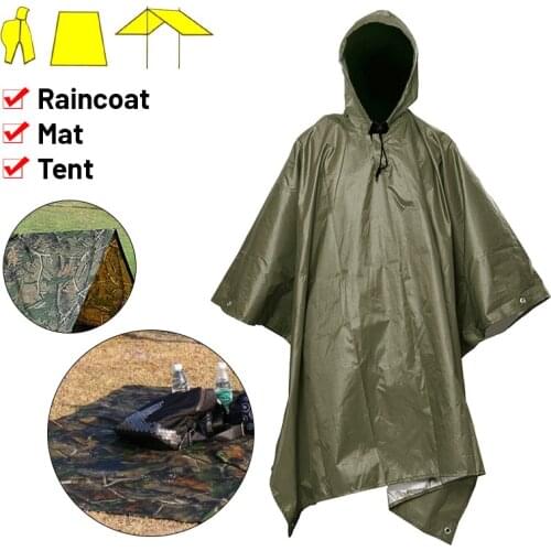 3 in 1 Multifunctional Raincoat Outdoor Travel Rain Poncho Backpack Quality Hiking Rain Cover Awning Camping Waterproof Tent