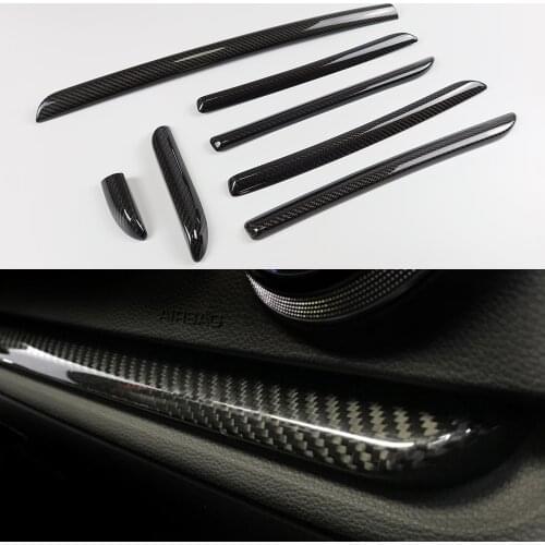 For Audi A3 8V S3 RS3 2014 -2018 7pcs Real Carbon Fiber Car Interior Moldings Console Gear Shift Panel and Side Strip Cover Trim