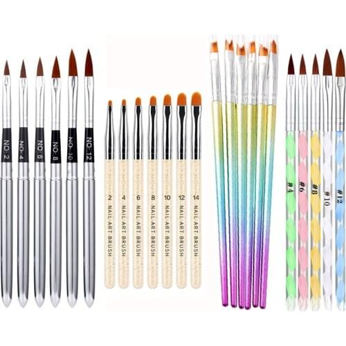 Nail Art Brush Set UV Gel Polish Builder Gradient Drawing Carving Ombre Brushes 3D Nail Tip Design Painting Pen Manicure Tool