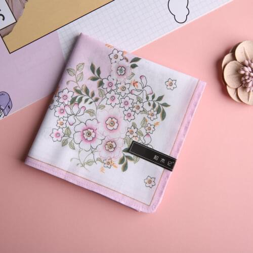 Pure cotton handkerchief ladies cotton silk summer square scarf absorbing sweat retro elegance and softness 43*43cm dropshipping