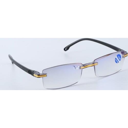 Rimless Diamond-cut Reading Glasses Anti-blue Light and Blue Film Integrated for Women Men +1---+4 Full Degree