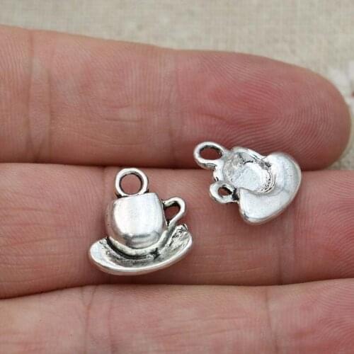 JAKONGO Antique Silver Plated Coffee Teapot Charms for Jewelry Making Bracelet Findings DIY Accessories 15x15mm 10pcs/lot