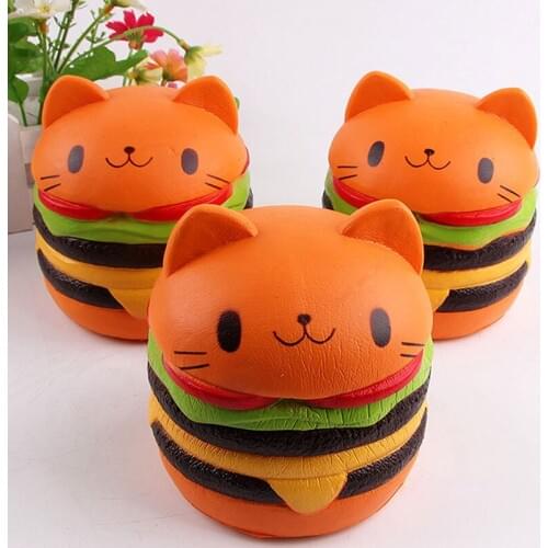 Squishy Antistress Kawaii Cat Hamburger Food Squishys Stress Reliever Scented Squeeze Anti-stress Slow Rising Fun Toy Cure Gift