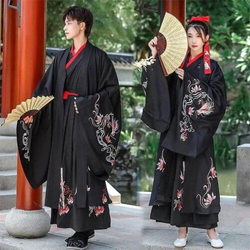 Traditional Hanfu Dress Couple Han Dynasty Chinese Ancient Swordsman Robe Outfit Men Festival Stage Performance Folk Dance Dress
