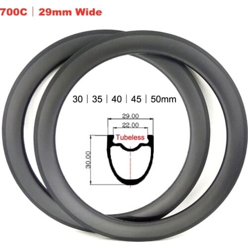 FIC carbon gravel bike rim 29mm wide 700c 30 35 40m 45m 50 mm height tubeless super light carbon rim for gravel bicycle