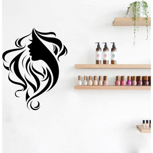 Hair Salon Shop Window Decals Decoration Woman Silhouette Vinyl Sticker Barber Gift ,Fashion Beauty Salon Logo Wall Decals Decor