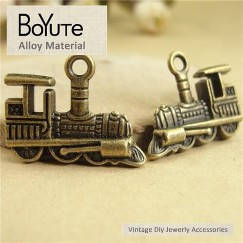 BoYuTe (40 Pieces/Lot) 18*22MM Vintage Locomotive Charms Fashion Metal Alloy Diy Jewelry Handmade Locomotive Pendant Charms