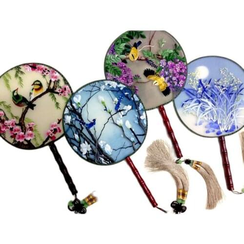 Embroidery finished products fan /Suzhou embroidery handmade embroidery / silk decorative painting/ Chinese traditional art