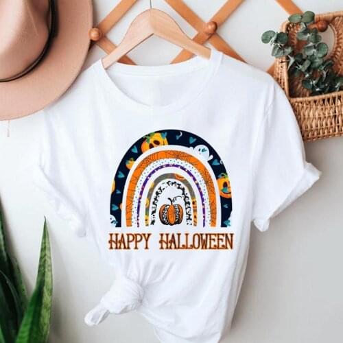 Women New Style Trend Print Clothes Happy Halloween T-Shirt Thanksgiving Autumn Fall T Fashion Top Tshirt Graphic Tee