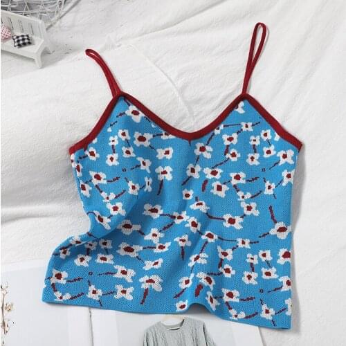 Heliar Spaghetti Strap Cute Floral Tank Top Cropped Women Backness 2021 Spring Summer Crop Tops Patchwork Sexy Bustier Corset