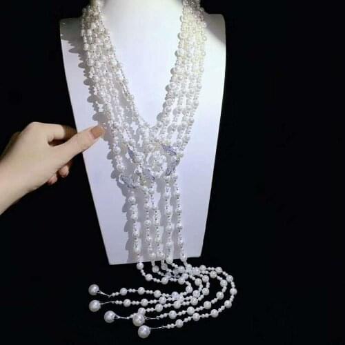 Womens jewelry 5-6mm 8-9mm 100cm micro inlaid zircon leave accessories white freshwater pearl necklace sweater chain