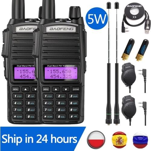 2PCS Baofeng UV-82 5W Walkie Talkie Radio UV82 Dual PTT Two Way Radio Dual Band VHF UHF Radio 10KM Baofeng UV-5R Walkie Talkie