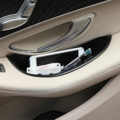 2pcs For Mercedes Benz C-Class W205 GLC Class X253 2015-2018 Car Front Door Handle Storage Box Tray For Left Hand Drive
