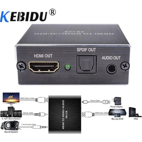 New 4K x 2K HDMI audio extractor + Optical TOSLINK SPDIF + 3.5mm Stereo Audio Extractor Converter HDMI Audio Splitter