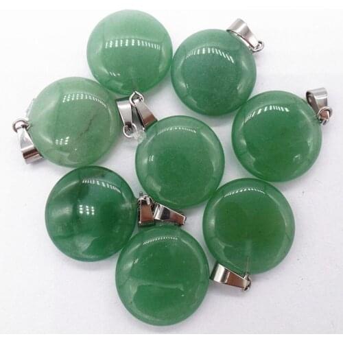 50Pcs 20x6mm Wholesale Natural Green Aventurine Round Pendant Bead DIY Earrings Handmade Jewelry Accessories S641