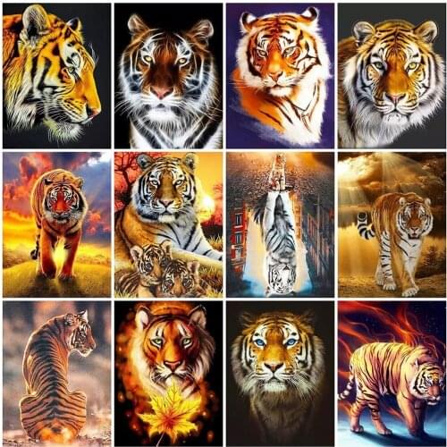 PDMDOG Diamond Embroidery Tiger 5D DIY Diamond Painting Full Square/Round Animal Picture Of Rhinestone Mosaic Crafts Kit Home