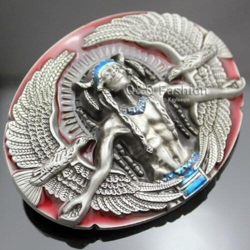 Antique Silver Plated 3D Belt Buckle for Men Jewelry Chief Nagual 2 Eagles Rodeo Leather Cinto Tactical