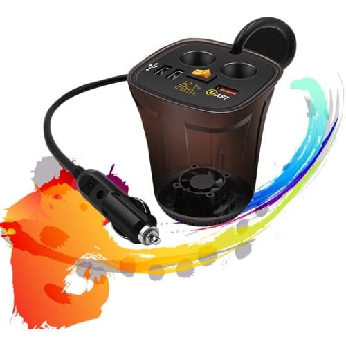 12V-24V Output QC3.0 Car Charger 3 USB One To Three Multi-function Cigarette Lighter Charging 60W Power Car Cup Holder Adapter