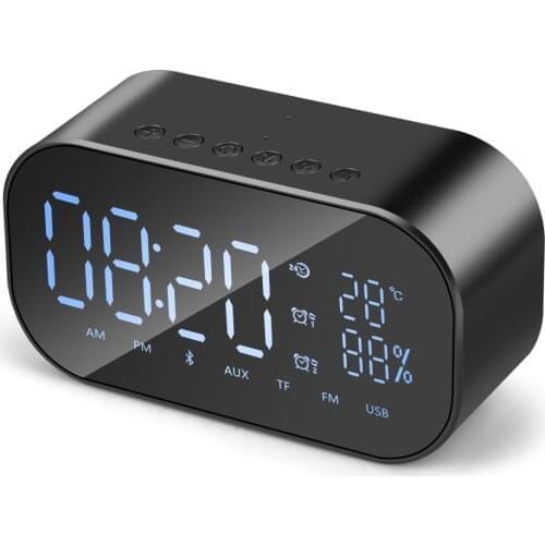 New Wireless Smart FV-S2 Clock Bluetooth Speaker Mirror TF Card Speaker Portable Audio Equipment Temperature Display USB FM LED