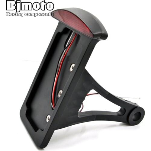 Motorcycle Side Mount License Number Plate Holder Bracket Tail Light Axle Chopper Custom Black Chrome Taillight for Harley