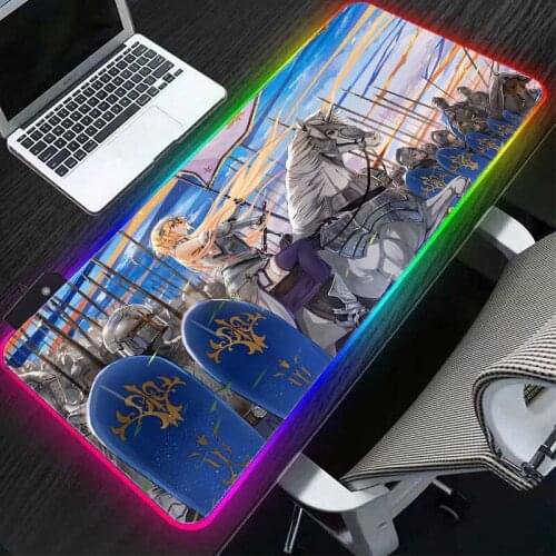 Anime mouse pad LED gamer large mousepad rgb lighting keyboard color desk mat gaming accessory Pc gamer complete non-slip mat