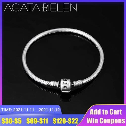 100% 925 Sterling Silver Letter Fashion Luxury 7 Style snake bone chain Bracelets for Women Fit Charm Bead DIY Jewelry Making