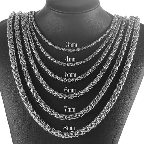 Width 3/4/5/6/7/8mm 316L Men Women Stainless Steel Basket Necklace Link High Classic Quality Jewelry Chain Gift 10Pcs Wholesale