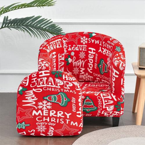 Split Style Christmas Club Chair Slipcover Elastic Armchair Sofa Cover Spandex Couch Slipcovers for Living Room Home Xmas Decor