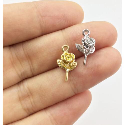 Eruifa 20pcs 8*12mm Mini Rose Coin Zinc Alloy necklace,earring bracelet jewelry DIY handmade 2 colors