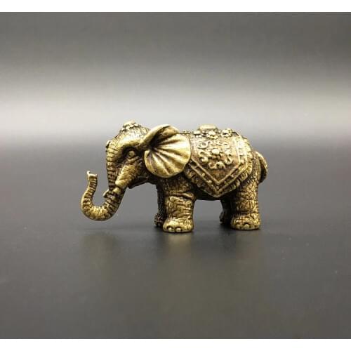 Collection Chinese Brass Carved Animal Elephant Bring Health And Wealth Exquisite Small Statue