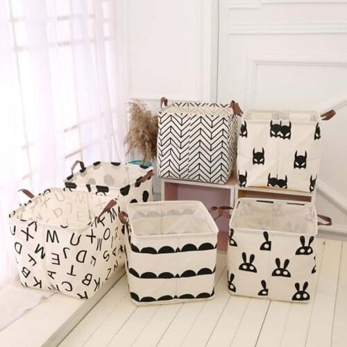 Hot Cube Style Storage Basket Cotton and Linen Folding Storage Box Nordic Alphabet Bat Large Toy Wardrobe Laundry Storage Box