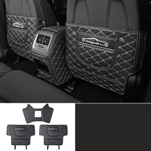 Lsrtw2017 Fiber Leather Car Seat Cover Anti-kick Mat for Geely Azkarra Boyue Pro Atlas Emgrand 2020 2021 Carbon Fiber