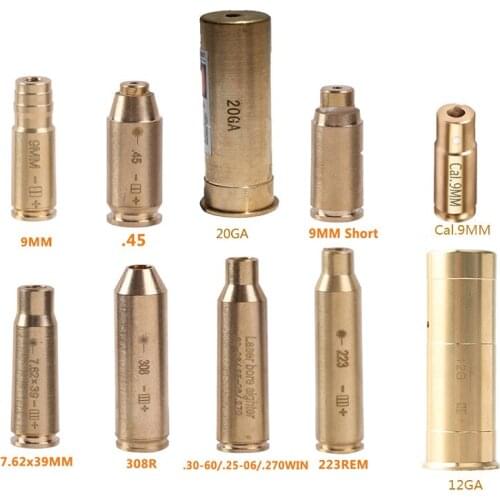 Red Dot Laser Brass Copper Bore Sight CAL 9MM.223.308 7.62x39 7.62x54 30-06 12GA Cartridger Rifle Scope Tactical Hunting Sig