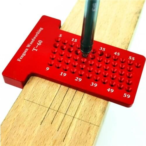 T60 Woodworking Hole Scriber Ruler Aluminum Alloy T-shaped Ruler Woodworking Mini Scriber Crossed Measuring Tools