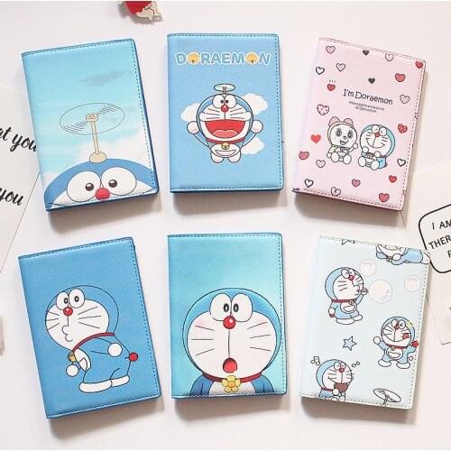 Japan Cute Doraemon Passport Set Ins Simple Cartoon Passport Holder Passport Bag Ticket Holder