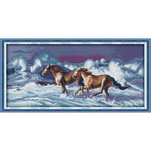 Joy Sunday Cross Stitch Kit A Galloping Horse Patterns 14CT 11CT Counted Cross Stitch Kit Handmade DIY Embroidery Needlework Set
