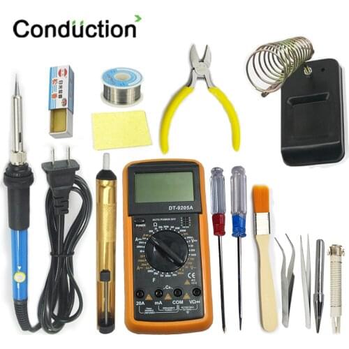 14PCS 110V/220V Electric Soldering Iron Kit 30/40/60W Soldering Iron kit With Multimeter Desoldering Pump Welding Tool