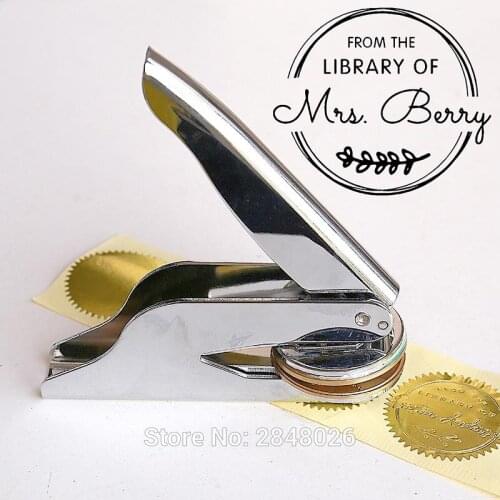 Custom Library Embosser Stamp,Personalized Embosser,Wedding wreath steel embosser,stamp,wedding logo seal, design your own logo