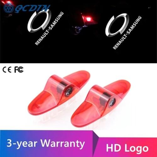 QCDIN for Renault Samsung HD LED Car Door Lights Logo Projector Light Welcome Light for Renault Samsung QM6 SM5 SM6 SM7