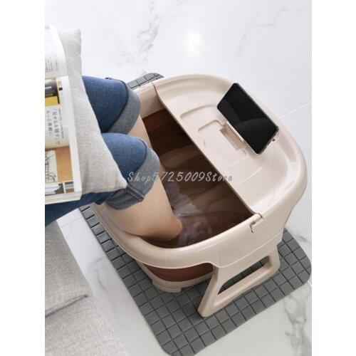 Foldable Foot Bucket Plastic Foot Basin Household Foot Bath Portable Leg Massage Deep Bucket Artifact Wood
