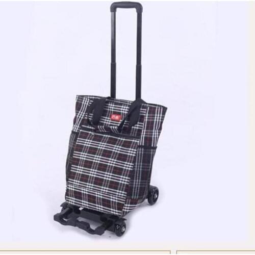 Folding Shopping Cart Waterproof Duffel Bag Oxford Woven Vegetable Pocket Grocery Shopping Cart Pull Rod Cart Bag Truck Push-pul