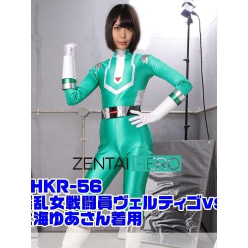 Sexy Hot Lady Super Hero Zentai Bodysuit Green White Spandex Sexy Woman Gigalady Ranger Catsuit No Hood