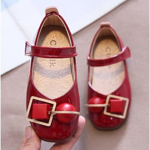 Square-toe Girls Artificial Leather Shoes 2021Korean Spring Autumn Fashion Non-slip Garden Shoes Soft-soled Princess Shoes