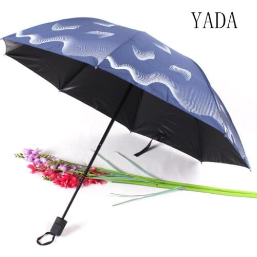 YADA Brand INS Fashion Flower UV Umbrella Parasol Rainy Three Folding Umbrellas For Women Men UV Windproof Umbrellas YD200030